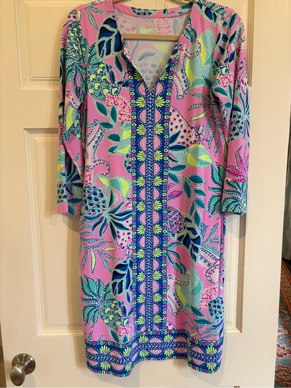 Lilly Pulitzer Pink Floral V‑Neck Dress
